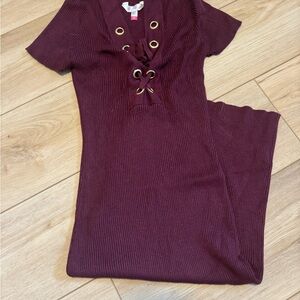No Boundaries Burgundy Lace-Up Dress